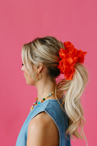 Oversized Scrunchie in Red Organza