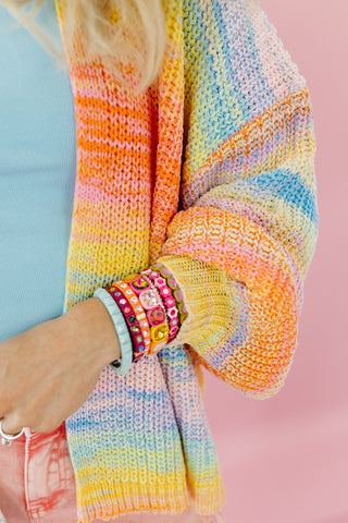 Hillary Multi Colored Cardigan in Neon Sorbet