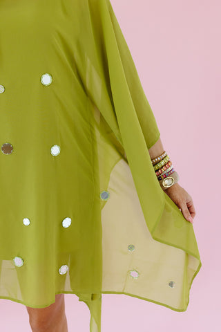 Fallon Embellished Mirrored Mini Dress in Olive