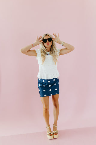 Loren Polka Dot Skort in Navy
