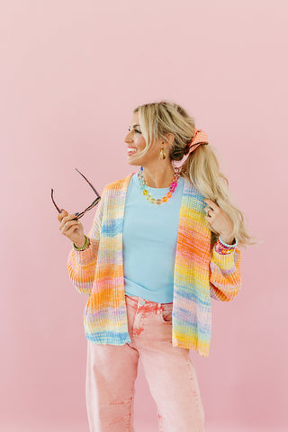 Hillary Multi Colored Cardigan in Neon Sorbet