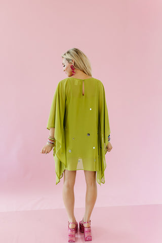 Fallon Embellished Mirrored Mini Dress in Olive