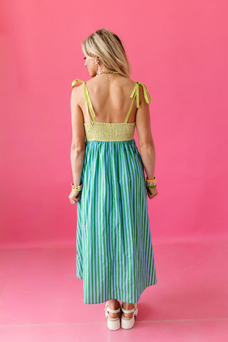 Keely Stripe Scallop Midi Dress