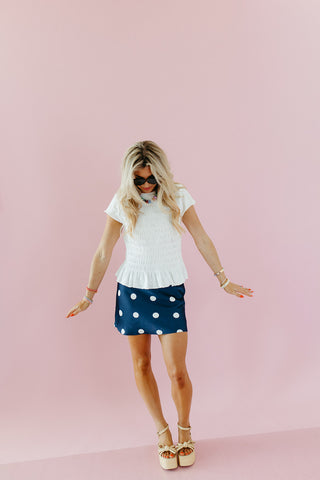 Loren Polka Dot Skort in Navy