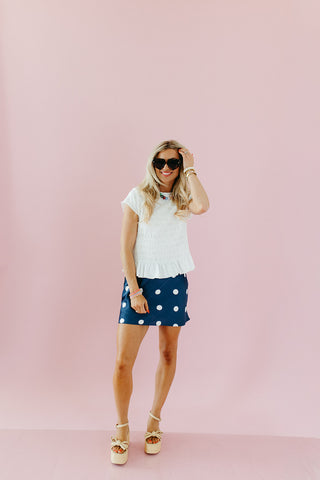 Loren Polka Dot Skort in Navy