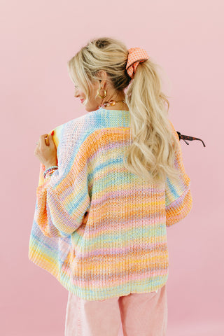 Hillary Multi Colored Cardigan in Neon Sorbet