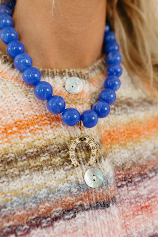 Carter Beaded Necklace in Cobalt