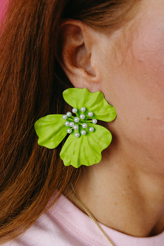 Capri Statement Earrings - Lime