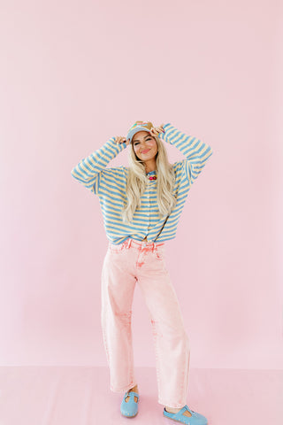 Piper Cardigan in Butter Stripe