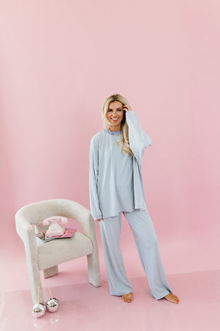 Mika Striped Tunic Top in Perwinkle
