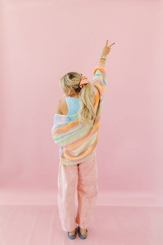 Hillary Multi Colored Cardigan in Neon Sorbet