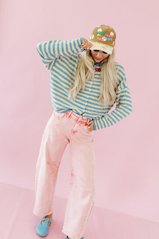 Piper Cardigan in Butter Stripe