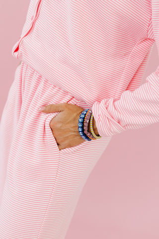 Kayna Stripe Fleece Pant Set