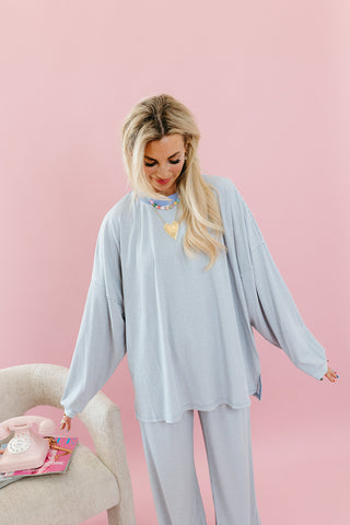Mika Striped Tunic Top in Perwinkle