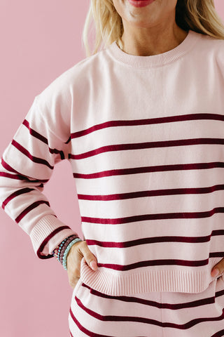 Dillon Stripe Sweater Set in Pink/Burgundy