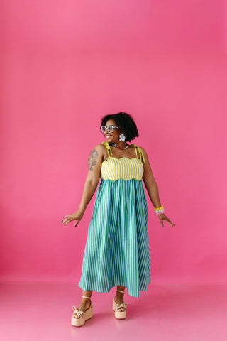 Keely Stripe Scallop Midi Dress