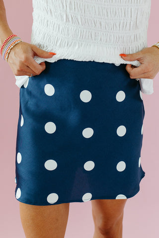 Loren Polka Dot Skort in Navy