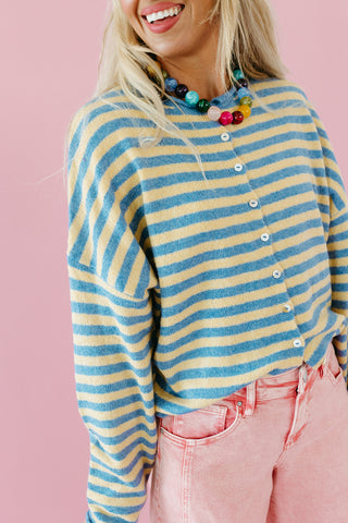 Piper Cardigan in Butter Stripe