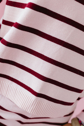 Dillon Stripe Sweater Set in Pink/Burgundy