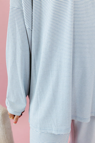 Mika Striped Tunic Top in Perwinkle