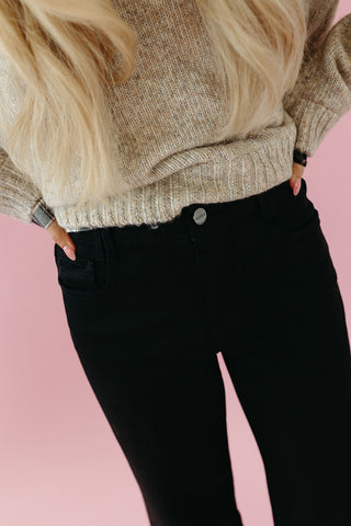Hannah High Rise Ankle Jeans in Black