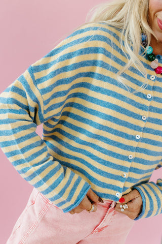 Piper Cardigan in Butter Stripe