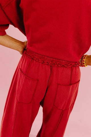Kaylie Barrel Pant Lounge Set in Wine