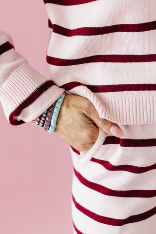 Dillon Stripe Sweater Set in Pink/Burgundy