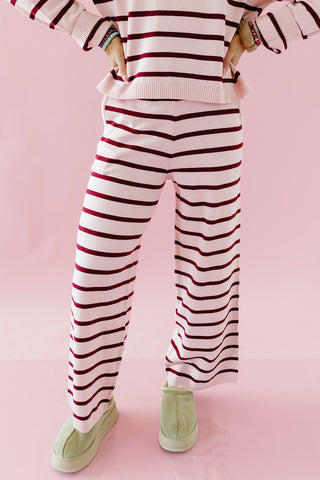 Dillon Stripe Sweater Set in Pink/Burgundy