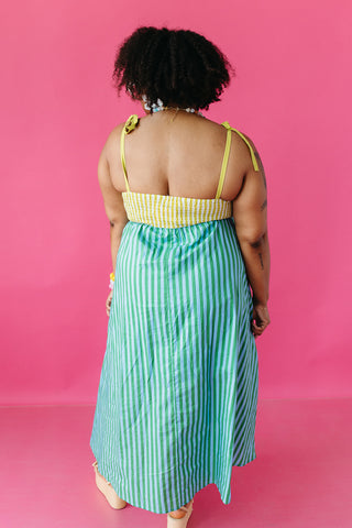 Keely Stripe Scallop Midi Dress