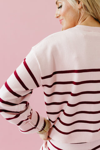 Dillon Stripe Sweater Set in Pink/Burgundy