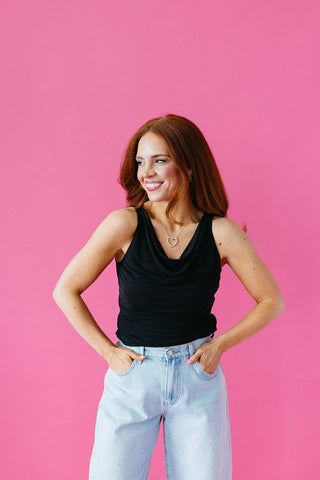 Aubrie Sleeveless Knit Top in Black
