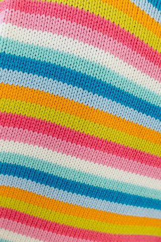 Cambri Mock Neck Stripe Sweater in Hibiscus Multi