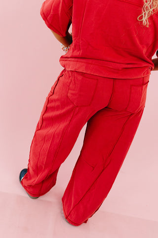 Kaylie Barrel Pant Lounge Set in Wine