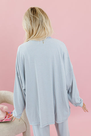 Mika Striped Tunic Top in Perwinkle