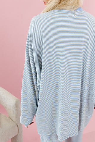 Mika Striped Tunic Top in Perwinkle