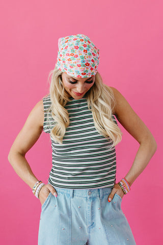 Tilly Stripe Tank in Matcha