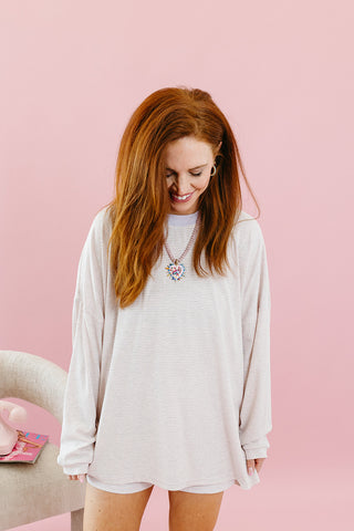 Mika Striped Tunic Top in Lavender