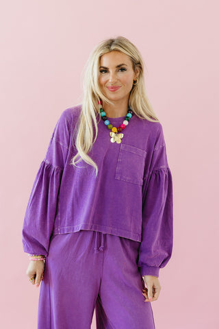 Neely Long Sleeve Top in Plum