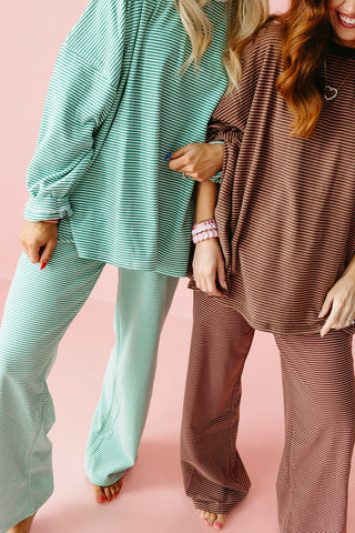 Nyah Striped Lounge Pants in Green