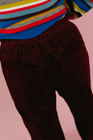 Riley Corduroy Track Pants in Merlot