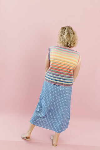 Tinley Polka Dot Midi Skirt in Blue/White