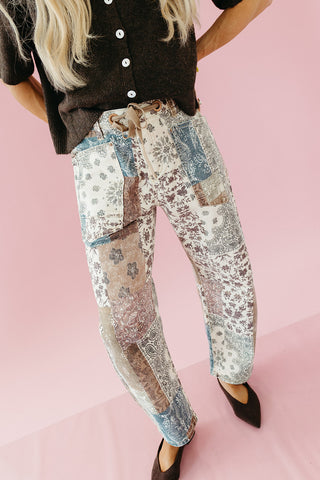 Sally Earth Block Printed Barrel Jean