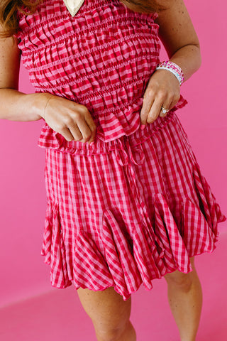 Ivy Smocked Gingham Skirt