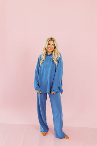 Nyah Striped Tunic Top in Royal