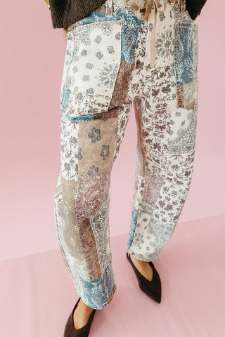 Sally Earth Block Printed Barrel Jean