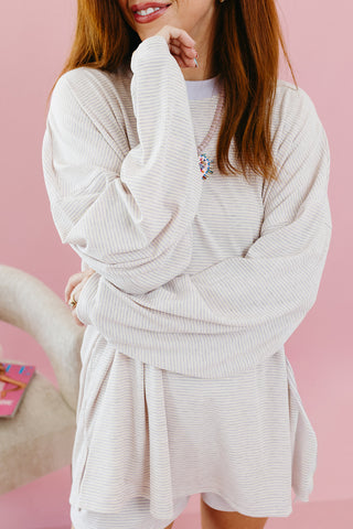 Mika Striped Tunic Top in Lavender