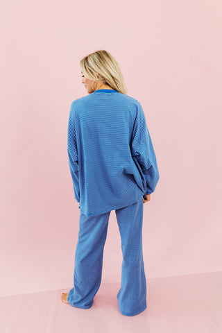 Nyah Striped Tunic Top in Royal