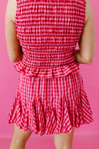 Ivy Smocked Gingham Skirt