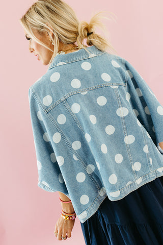 Kit Denim Cape Jacket in Polka Dot
